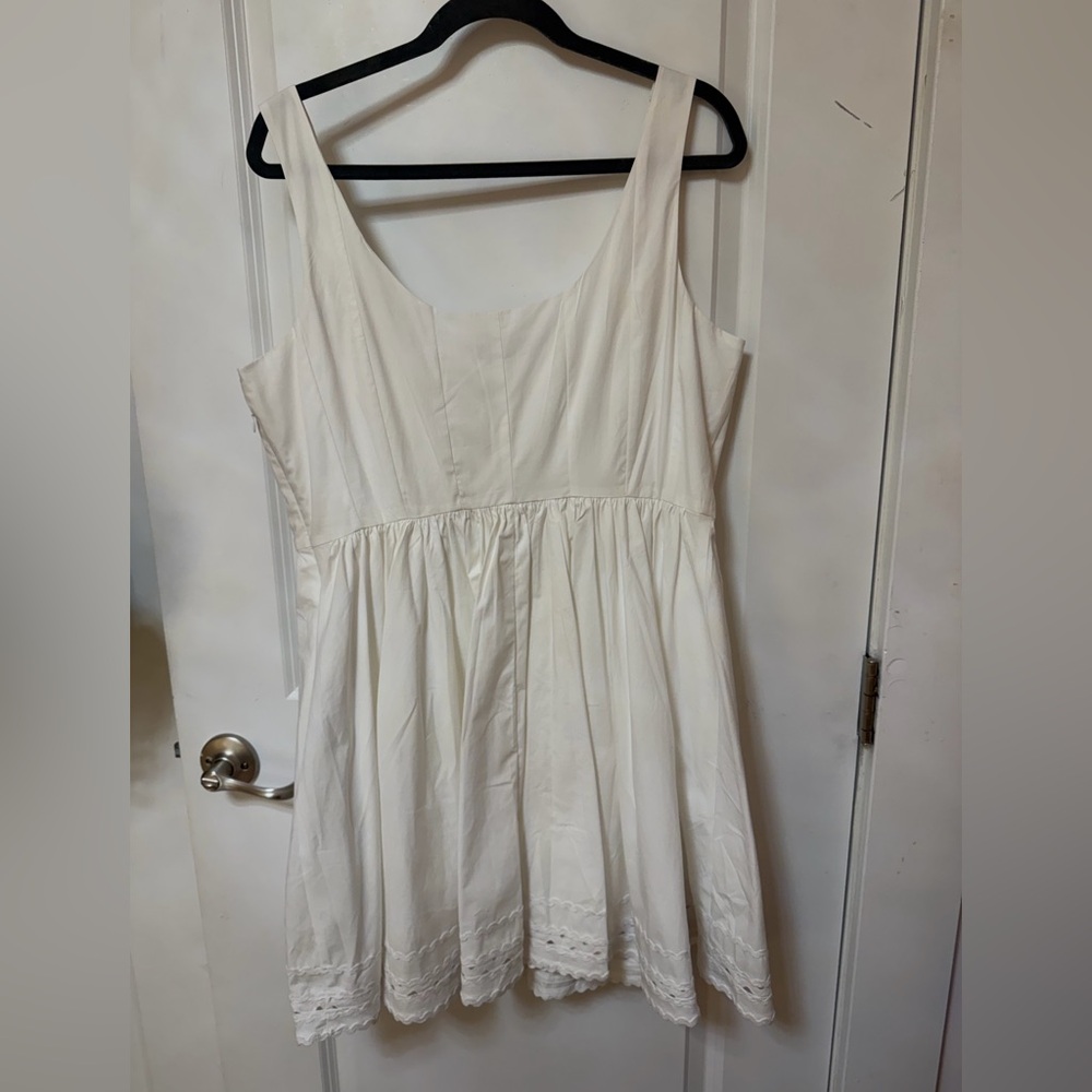 J. Crew Fit-and-flare white mini dress with rickrack trim Size 14 - Picture 3 of 4